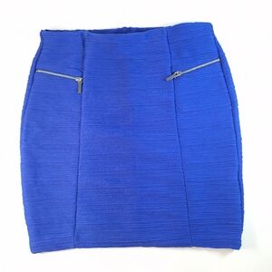 Dynamite Bandage Bodycon Mini Stretch Blue Pull On Skirt, Small